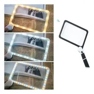 (색상 블랙화이트)키밍 접이식 휴대용 돋보기 LED 선물 독서용 확대경