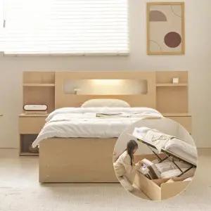 상일리베가구 세렌 리프트업 LED 수납 침대 프레임 SS