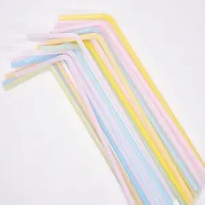 일회용 5mm 주름 파스텔 자바라 빨대 100개 벌크카페 테이크아웃 버블티 커피 스트로우 일자 긴빨대 조리원