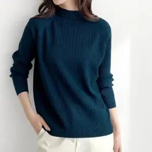 여성 무지 닉앤 반목 니트 티셔츠 터틀넥 반폴라 이너티