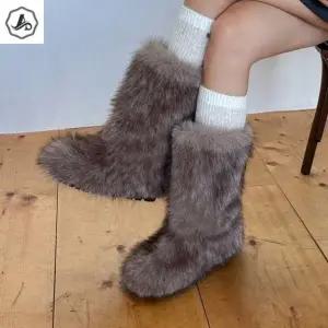 [애슬릿] 털 부츠 여성 겨울 인조퍼 안감 털 캐주얼 발 편한