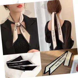 목스카프 실크 헤어밴드 리본 넥타이 레터링 패턴 데일리 액세서리