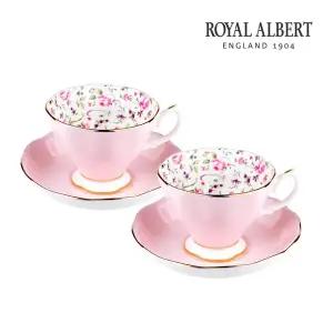 [로얄알버트](신세계 사우스시티)뉴황실장미 커피잔 2인조 (로즈컨페티)