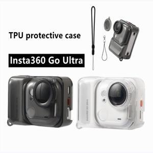 Insta360 Go 울트라 TPU 클리어 보호 케이스(분실 방지 로프 포함) 투명 바디 커버 풀 스크래치 렌즈 캡