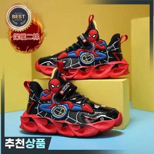 마블 스파이더맨  귀여운 어린이의 편안한 미끄럼 방지 내마모성 경량 패셔너블 애니메이션  운동화조명
