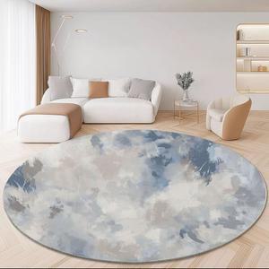 거실용 회색 원형 공간 러그, 5피트 미끄럼 방지 세탁 가능 레트로 타이 염료 배경 패턴 실내외 장식 사무실 욕실 주방 입구용 소프트 로우 파일 카펫