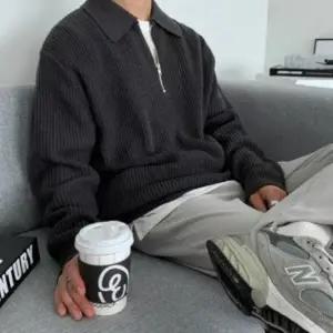 [다잇템] 남성 하프집업 빅사이즈 베이직 카라 니트웨어