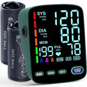 Blood Pressure Monitor,2 Cuff Sizes Automatic Upper Arm Machine,9-17'' & 13-21'' Extra Large LED Backlit Screen-3 User Mode/USB Cable and 4 AAA Batteries