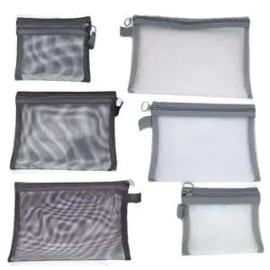 다용도 메쉬 파우치 3종 세트  블랙 그레이) 세면도구파우치 수영장파우치 수모주머니