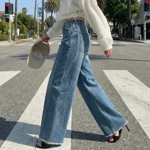 노멀커브드데님 봄 하우룩 밴딩 옆절개 커브드 와이드데님