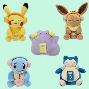 포켓몬스터 헤드셋 인형 5종 피카츄 메타몽 이브이 꼬부기 잠만보 25cm