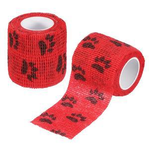 PETAXCELL 애완동물 랩 붕대 2인치 5야드 자가 접착 부직포 테이프 처치 응집 거즈 빨간색 /포 2개 개 /고양이 /새 /다리