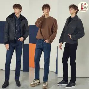 남성 기모부스터본딩 일자핏 데님팬츠 3종
