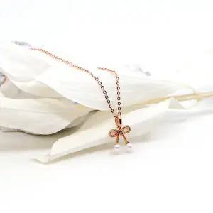 [오팔하우스] 14k 진주 리본 목걸이 OPDJN8316