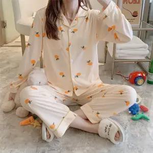 감귤 상하세트 셔츠형 추천상품 면파자마 커플잠옷 패턴 잠옷세트 여성잠옷 잠옷 신상품