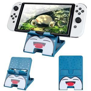 DLseego 스위치 스탠드 - 동물 교차 각도 조절 가능한 홀더, 휴대용 접이식 미끄럼 방지 논셰이크 브래킷 파란색