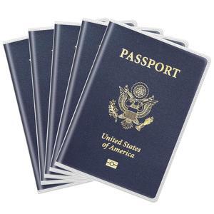 신다로그 5팩 투명 여권 커버 여행용 경량 홀더(3 5 u201D x 5 3 u201D) u2013 여성 및 남성용 여행 문서 정리함 가족용 플라스틱 지갑 비행기 필수품