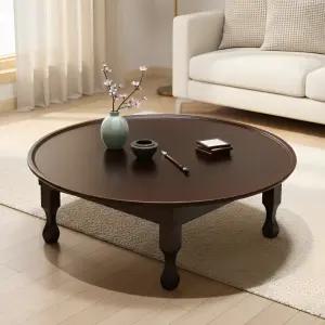 가온공방 흑단 원형 밥상 접이식 좌식 테이블 750 4~5인용 교자상