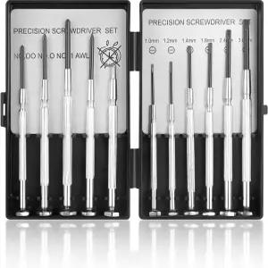 11종 소형 정밀 드라이버 세트 초소형 일자 및 십자 비트 포함 미니 스크루 키트 시계 안경 장난감