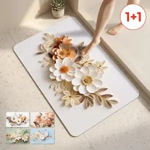 [1+1] 로얄플라워 3D 규조토 발매트 간편세척 논슬립 매트 패턴4종