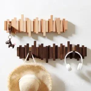 건반옷걸이 벽 원목 거치대 건반 6훅 옷걸이 흑호두 45cm 벽걸이 피아노건반 피아노