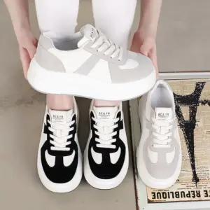 츄얼 여성 스니커즈 소가죽 밴딩 경량 어글리 플랫폼 6cm 통굽 키높이 운동화