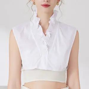 브이넥 러플 포인트 페이크카라 케이프 입는 가짜 레이어드 카라 화이트 셔츠 블라우스