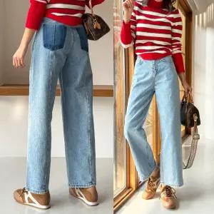 크롭투톤일자 96플레이스 봄 세련된 크롭 절개 투톤일자