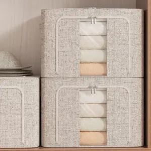 린넨 리빙박스 이불 속옷 장남감 수납함 100리터폴딩 대형 부직포 패브릭 다용도함 정리 보관함 가방 정리