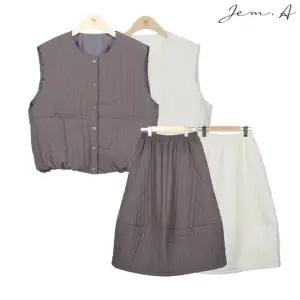 [젬마/Jem.A] 여성 누빔 베스트/스커트 투피스 세트 25w