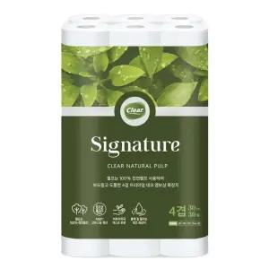클리어 시그니처 4겹 천연펄프 화장지 30m 30롤 1팩 (30롤)