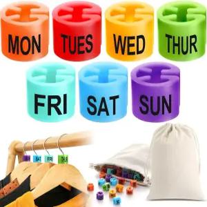AceOrbit 12세트 84pcs 요일별 의상 마커 월요일부터 일요일까지 옷 정리용 행거 태그 라벨 옷걸이 랙