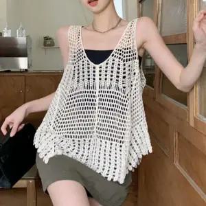 나시 커버업 비키니 수영복 여성 비치 니트 그물 휴양지