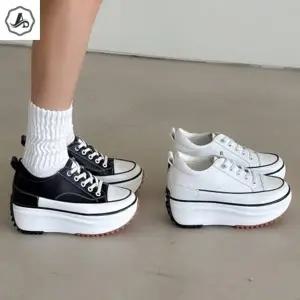 [애슬릿] 가죽 플랫폼 캔버스화 여성 키높이 캐주얼 스니커즈