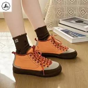 [애슬릿] 소 가죽 하이탑 스니커즈 여성 레이스업 앵클 운동화