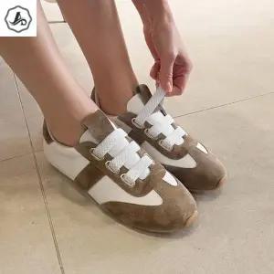 [애슬릿] 소 가죽 밴딩 스니커즈 여성 빅사이즈 발 편한 단화