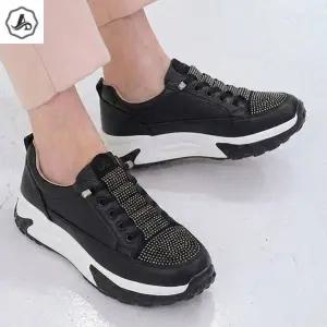 [애슬릿] 글리터 반짝이 가죽 스니커즈 여성 발 편한 운동화