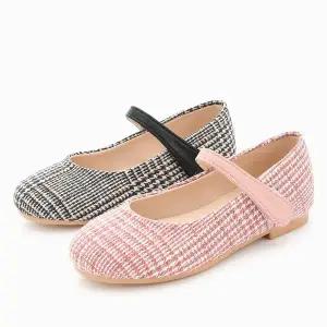 쁘띠 비비 체크 주니어 초등학생 국산 플랫 여아구두