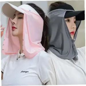 여름 골프 라운딩 자외선 차단 얼굴 가리개 햇빛 가림막 목 덮개 모자 일체형 쿨