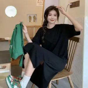 임산부용 루즈핏 데일리 롱 원피스 체형커버 반팔웨어