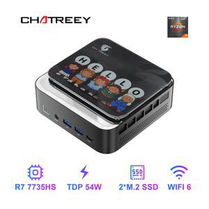 Chatreey AN3P 미니 PC R7 7735HS 680M 게이밍 데스크탑 컴퓨터(WiFi 6/블루투스 5 2/HD /DP