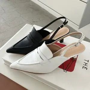 소가죽 슬링백 로퍼 디자인 미들힐 로퍼힐 뮬 힐 6SS