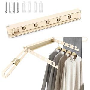 세코나우 의류 건조대 벽걸이 장착, 180 접이식 세탁 의류, 회전봉 4개 , 공간 절약형 헤비 듀티 행거 랙 접이식, 흰색