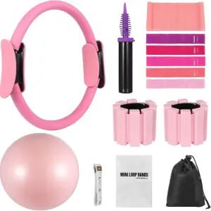 홈 운동용 도미야 필라테스 장비 키트 공이 달린 링 세트 발목 손목 무게 저항 밴드 줄자 요가용 여성 전신