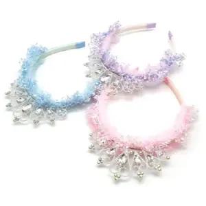 아동 헤어밴드 공주 왕관 어린이 아동 머리띠 여아 크리스탈 레이스 티아라 장식 생일 큐빅 파티