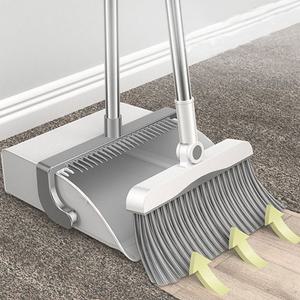 프리 스탠딩 롱 빗자루 쓰레받기 세트 각도조절 머리카락 없애는 받이 청소 고정 분리 회전 구석 먼지