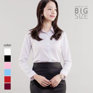 여성 긴팔 슬림핏 무지 기본 스판 셔츠 빅사이즈 블라우스