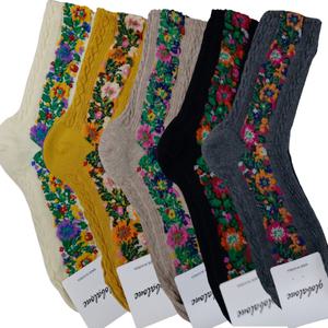 여성 꽃 무늬 동백이 자수 패션 예쁜 장목 중목 양말 4