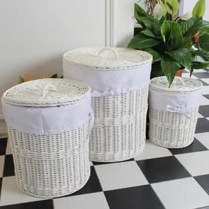 등나무 원형 라탄 바구니 화이트 대 사이즈 B309-2W 대