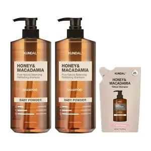 쿤달 네이처 샴푸 베이비파우더 1058ml, 2개 + 리필팩 400ml, 1개